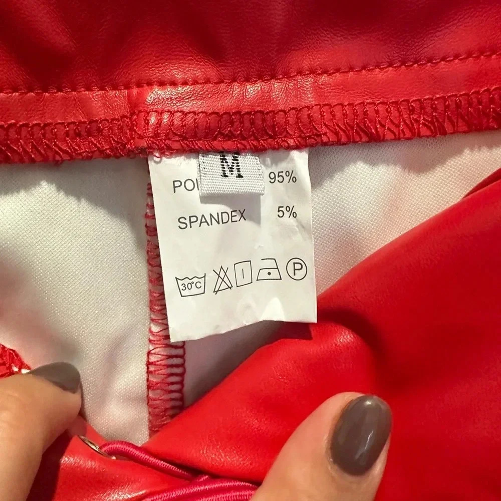 Source Unknown Red Lace-Up Pants - image 3